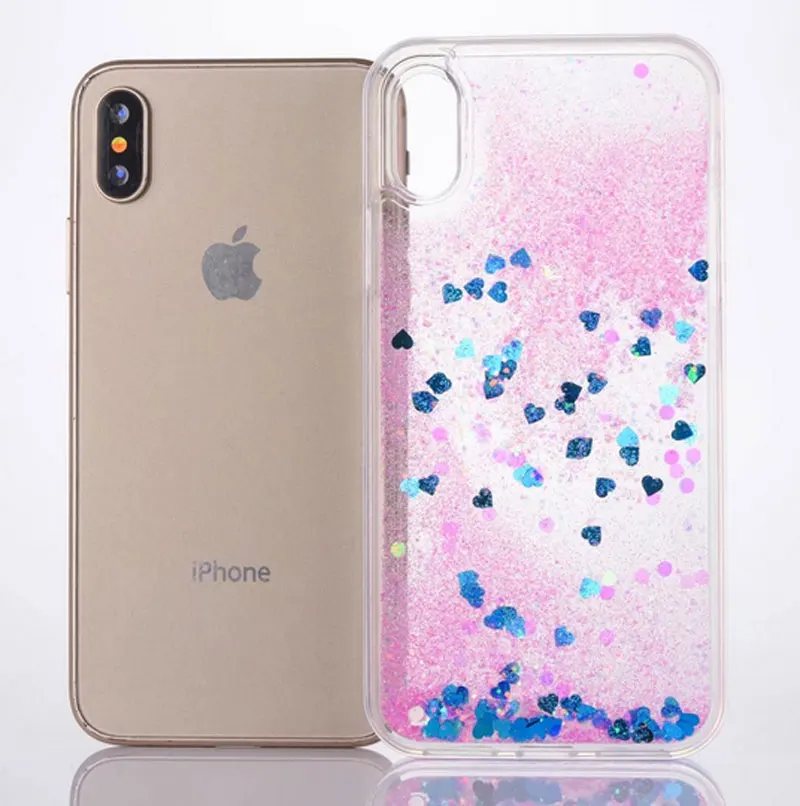 Чехол для iPhone X Dynamic Flower liquid gliter разноцветные блестки Мягкий ТПУ чехол для iPhone X 10 шт
