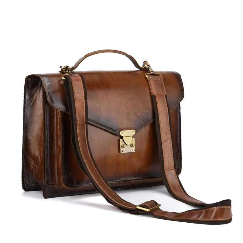مجنون الحصان جلد أصلي للرجال حقائب يد الكتف crossbody حقيبة الرجال حقيبة ساعي خمر حقيقي جلدي حقيبة لابتوب