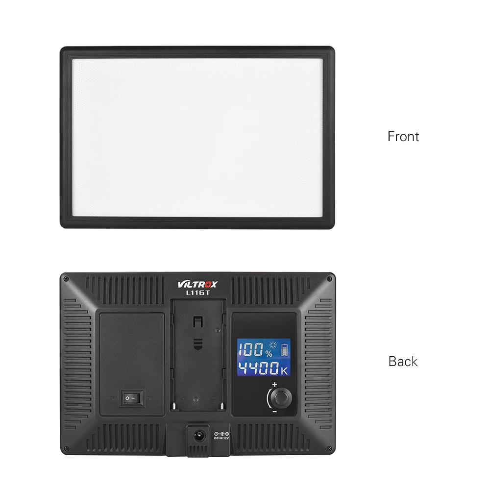 Viltrox L116T ЖК-дисплей двухцветный и Диммируемый тонкий DSLR видео светодиодный светильник дополнительный аккумулятор+ адаптер переменного тока для камеры DV видеокамеры