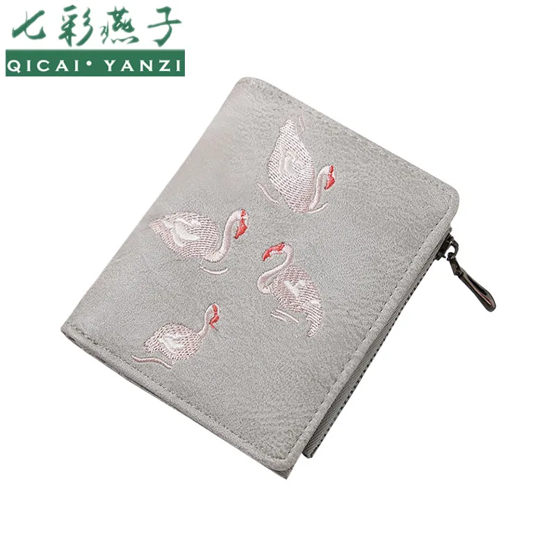 QICAI.YANZI Women Luxury Small Wallets Lady Swan E...