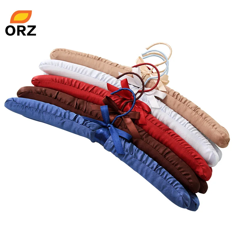 ORZ 10PCS Satin Hangers Padded Silk Clothes Drying Hook Coat Wedding