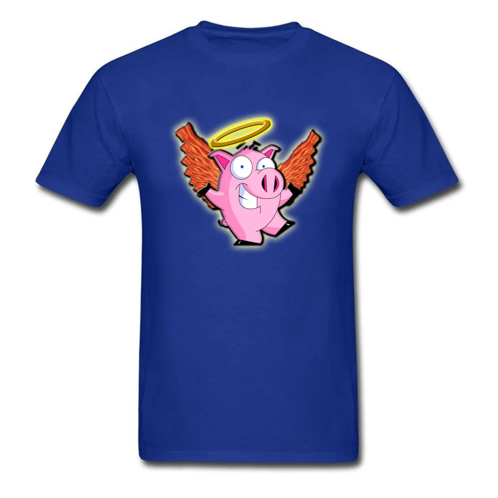 Heavenly Bacon Summer Autumn 100% Cotton Fabric Crew Neck Tops Shirt Short Sleeve Printed Tee-Shirts Brand New Summer T Shirts Heavenly Bacon blue