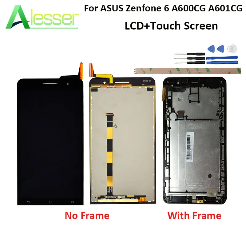 

Alesser For ASUS Zenfone 6 A600CG A601CG LCD Display And Touch Screen 6.0'' Assembly For ASUS Zenfone 6 +Tools Black With Frame