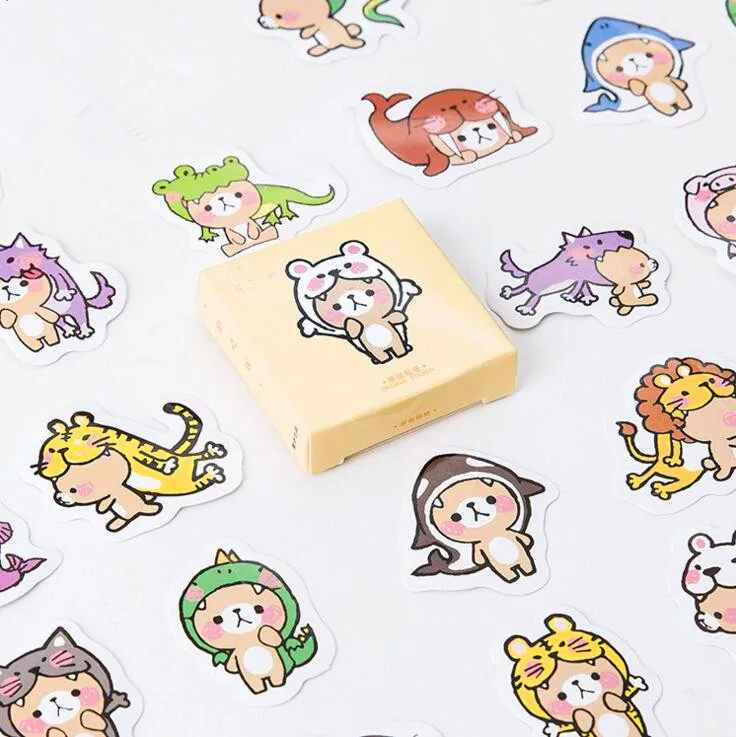 

45Pcs/box Creative Flowers Animals Paper Stickers For Diary Decoration Diy Scrapbooking Stationery Sticker