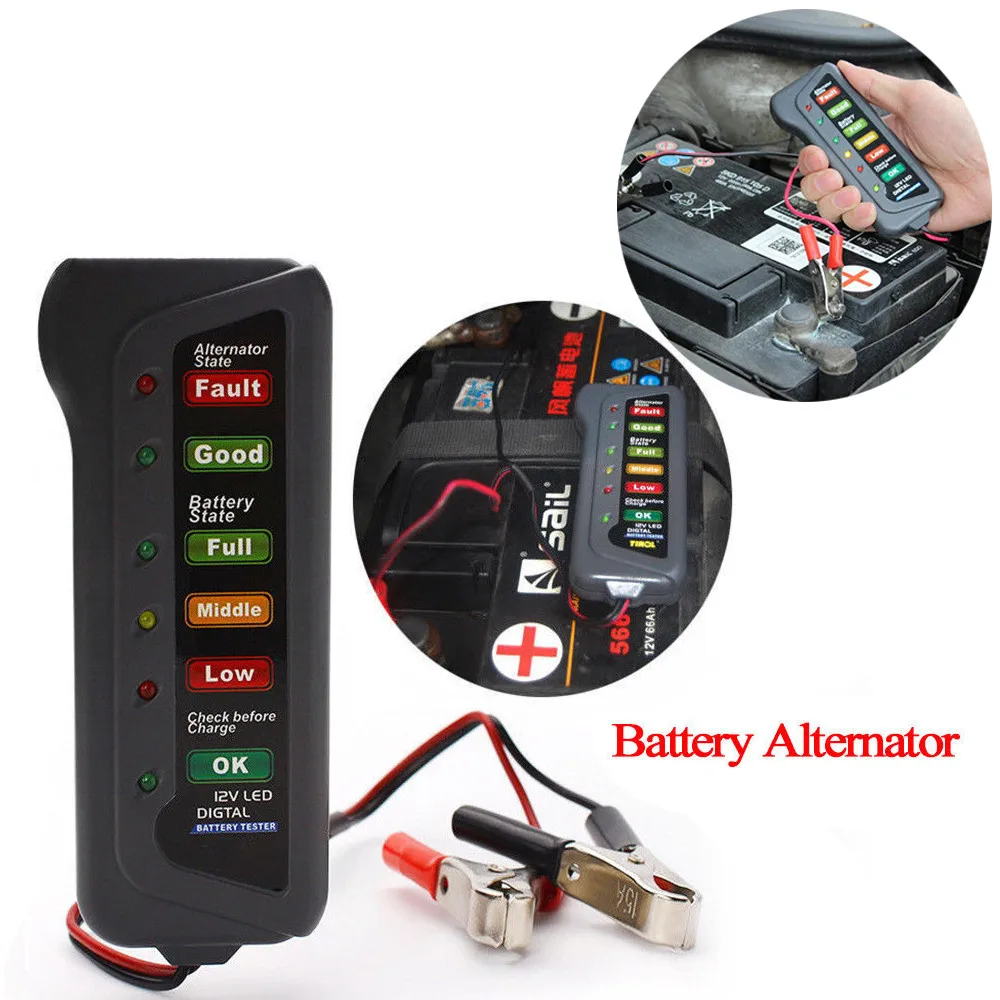 

12V Automotive Car Battery Tester LCD Digital Test Analyzer Auto System Analyzer Alternator Cranking Check Battery Tester#20