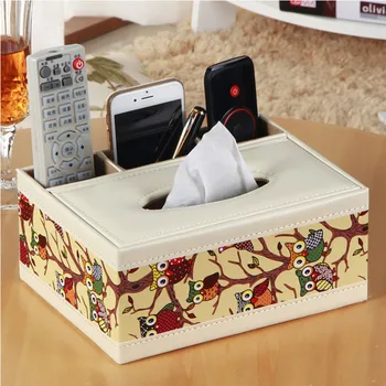 

5 Color Multifunction Leather Tissue Storage Box Desktop Remote Control Tray Living Room Square Coffee Table Debris Storage Rack