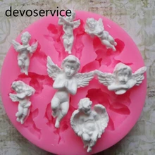 8-cavidad Baby Angel Fimo Arcilla Molde Del Caramelo de Chocolate Moldes De Silicona Para Fondant Gumpaste Decrating Herramienta DIY Magdalena de La Hornada Moldes