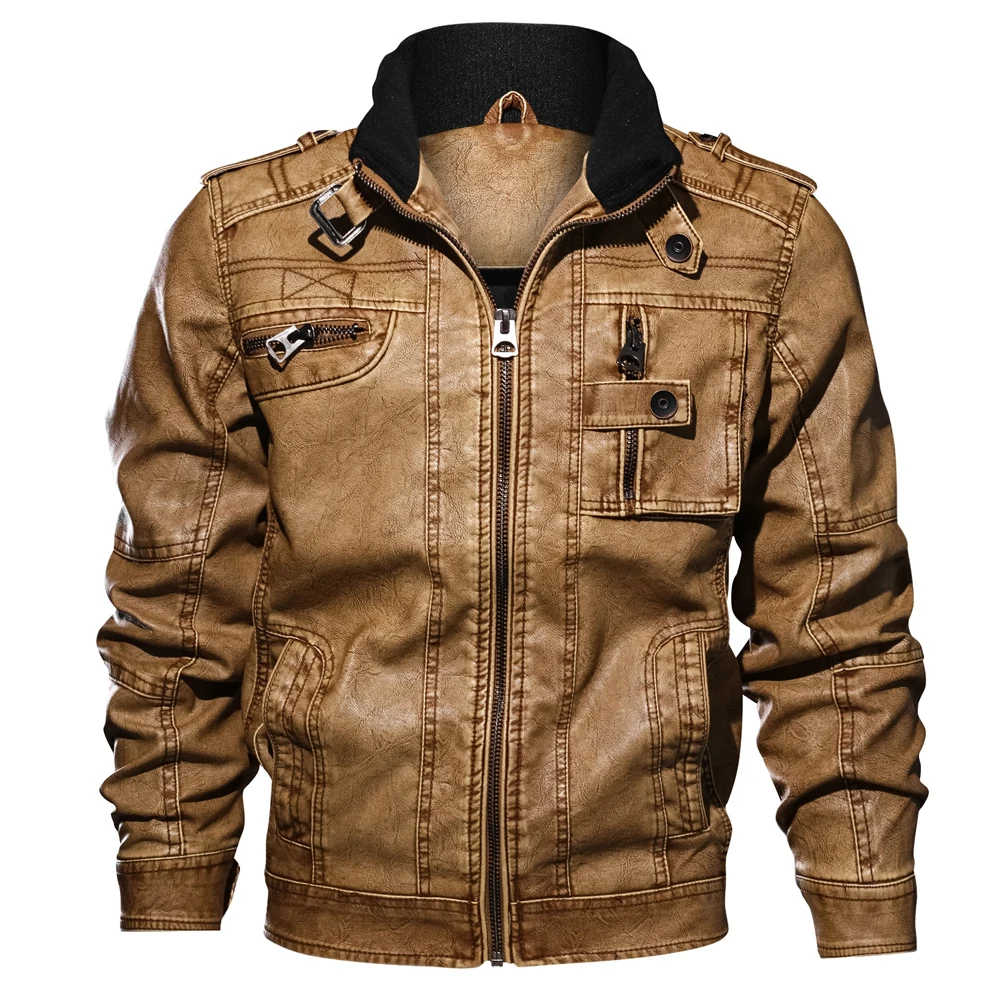 

Motorcycle Jacket Men Stand Collar Leather Jackets Plus Size 6XL 7XL 3D Casual Jacket Chaqueta Hombre Mens Streetwear Clothes