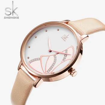 

Shengke Sk Watch Women's Watches Quartz Leather Strap Crystal Dial Waterproof Ladies Wristwatch Gifts For Female Clocks Relogio