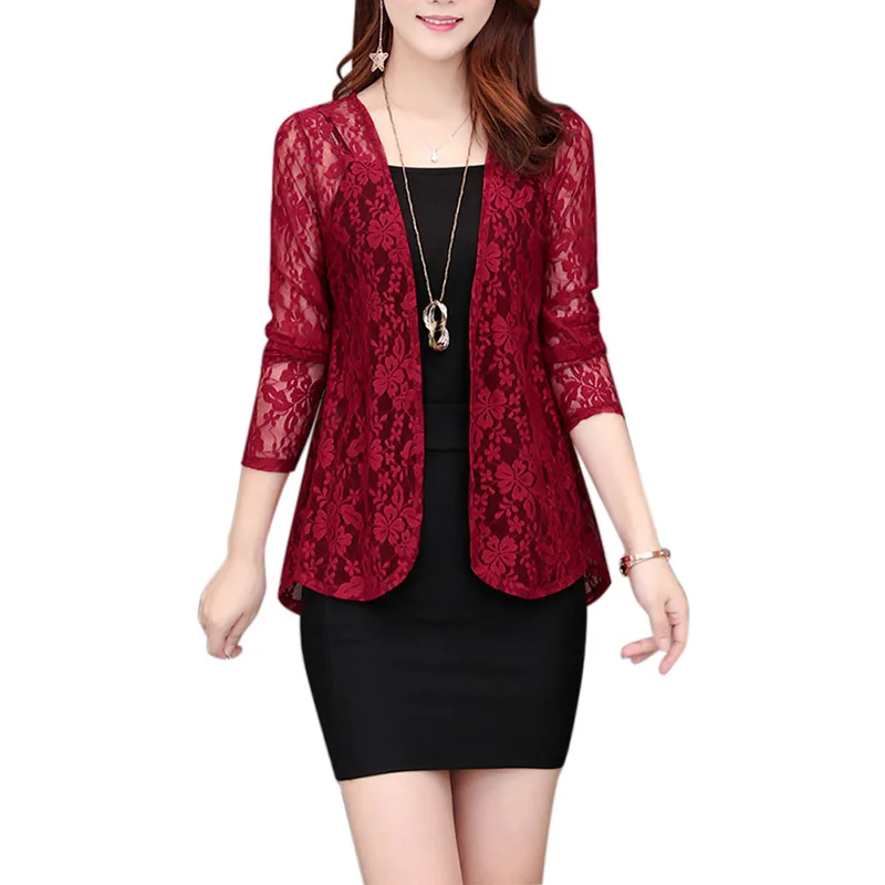 

Summer Open Front Cardigan Women Chiffon Sun Protection Short Lace Women Tops