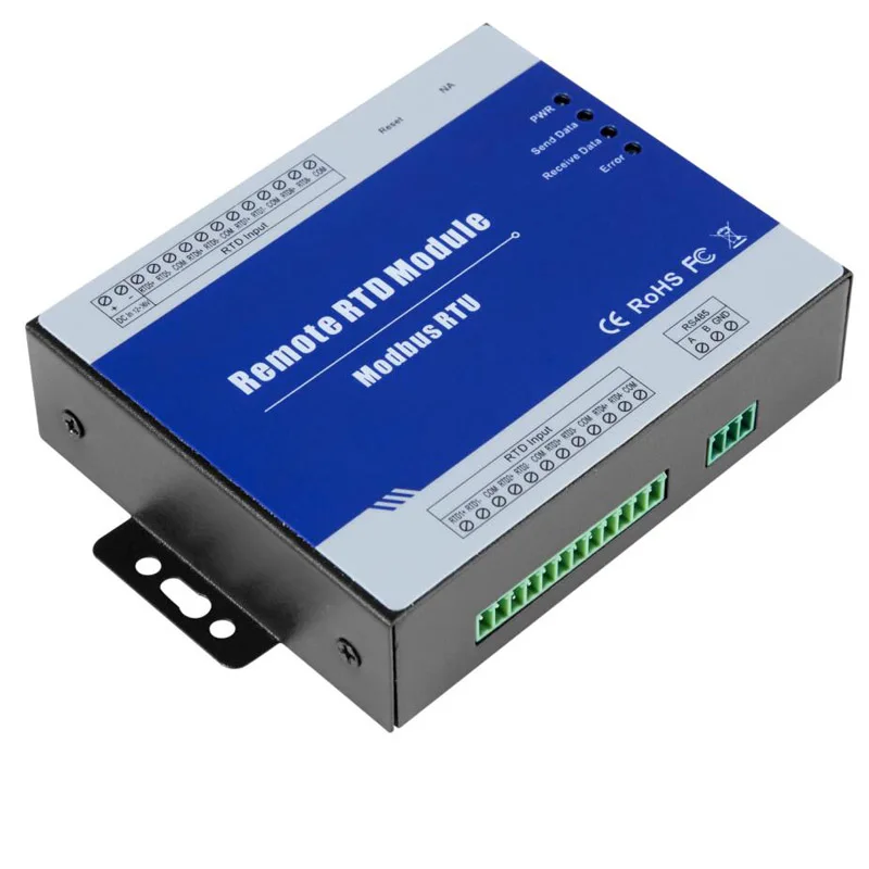 4 RTD inputs Modbus RTU RTD Remote IO Module Supports PT100 or PT1000 resistance sensor With RS485 Port