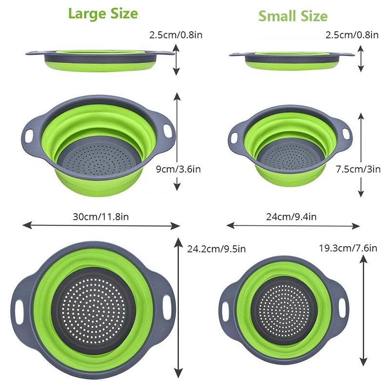 2 шт. складной силиконовый дуршлаг для фруктов овощей моющий сливной фильтр