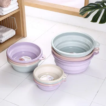 

Home Kitchen Foldable Lightweight Washbasin Round Portable Hanging Washbasin Camping Travel XHC88