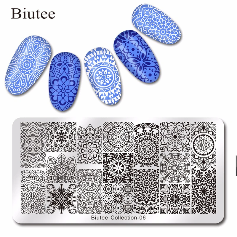 

Biutee Flower Theme Nail Art Stamp Template Image Plate Rctangular Stamping PLates 12 x 6cm