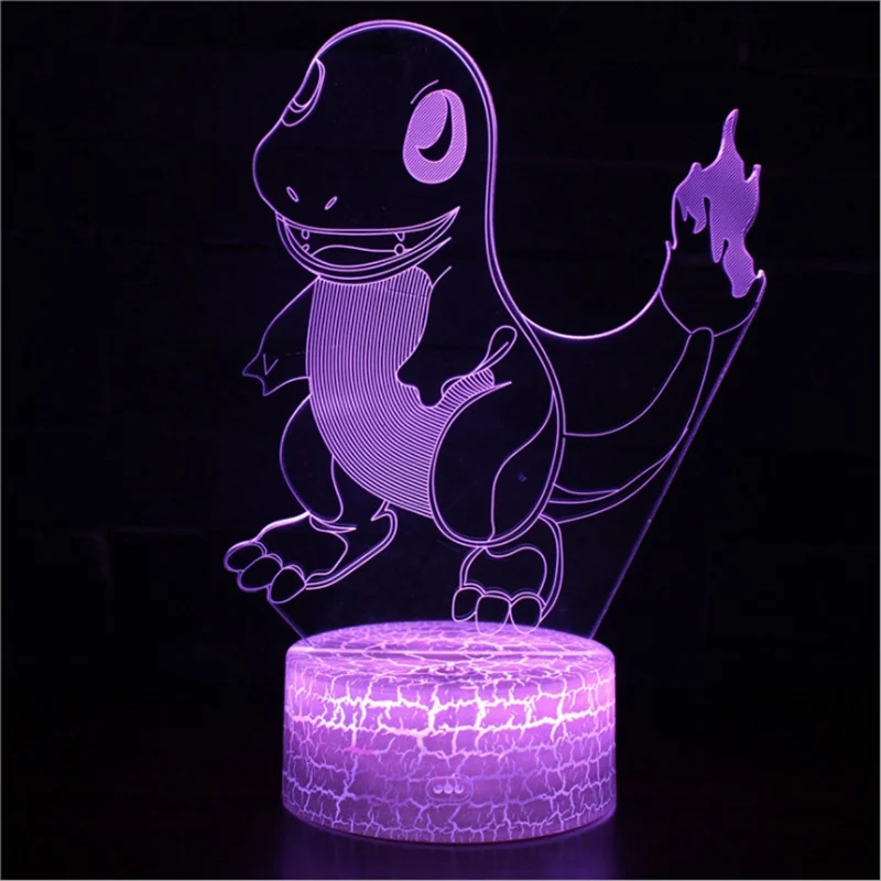 Динозавр тема mark 3D светодиодный лампа игры СВЕТОДИОДНЫЙ ночник 7 цветов изменить сенсорный настроение лампа челнока - Испускаемый цвет: Charmander