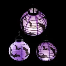 

High Quality Halloween LED Paper Pumpkin Latern Spider & Bat Style Hanging Light Lamp Halloween Party Decoration Hot sale A30