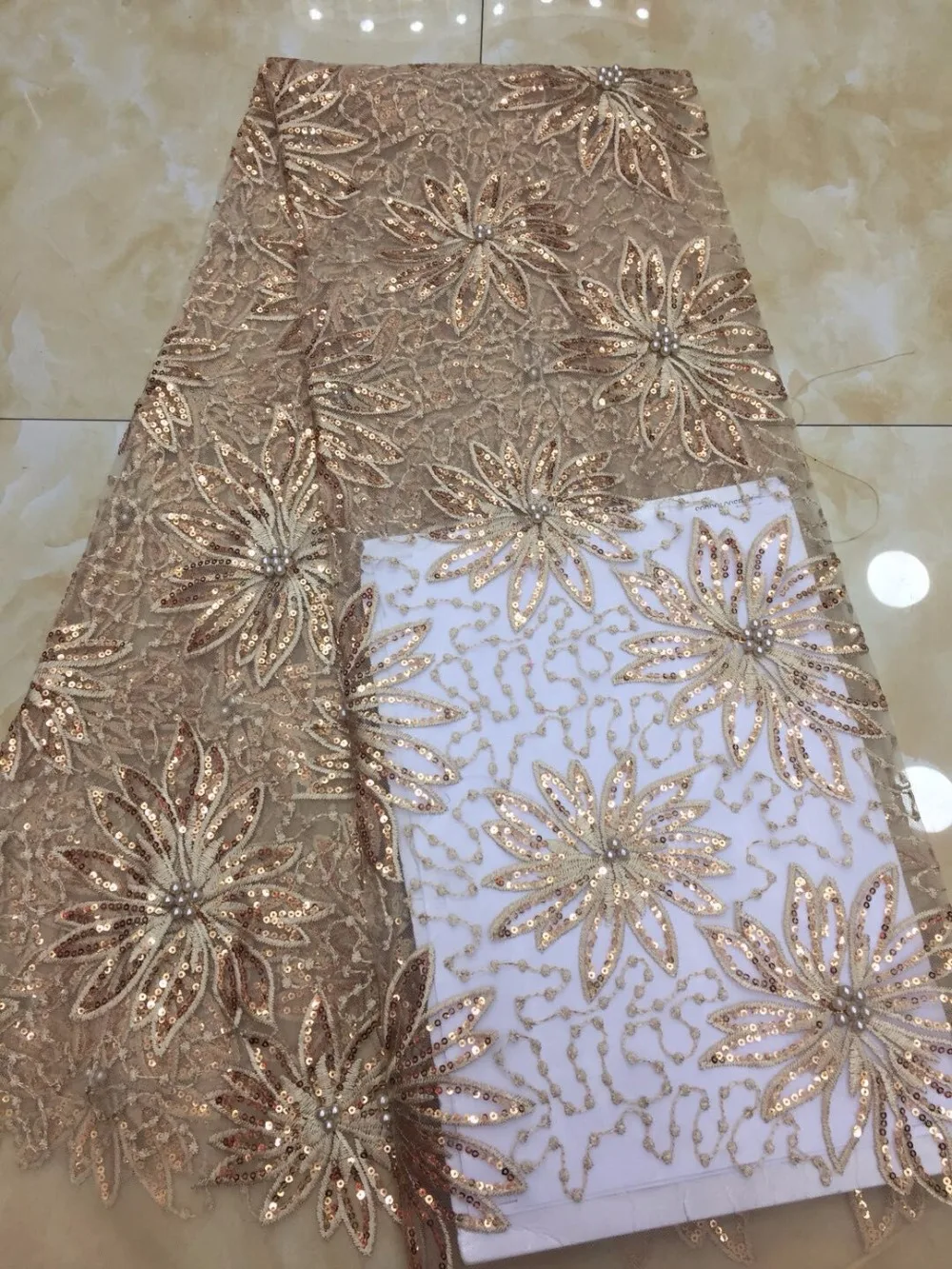 

Sequence African Lace Fabric 2018 High Quality Nigerian French Tulle Lace Fabric Heavy French Cord Lace Fabric With paillette