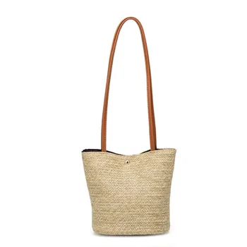 

Women Fashion Straw Bag Summer Beach Rattan Shoulder Bags Solid Casual Elegant Sweet Wicker Weave Handbag Tote