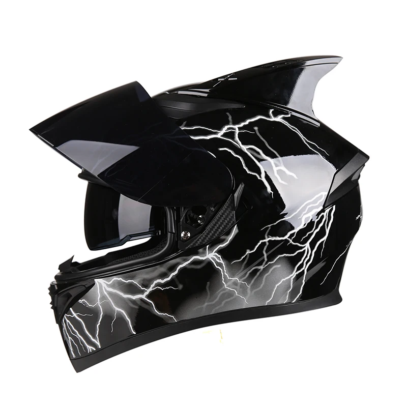 Мотоциклетный шлем аварийный шлем внутренний солнцезащитный козырек с двойными линзами модульный мотоциклетный шлем для мотокросса - Цвет: R1-607-H1