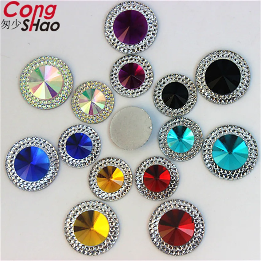 

Cong Shao 100PCS 16/20mm Flatback Resin Round rhinestone applique stones and crystals DIY Wedding Dress Button Crafts YB489HB
