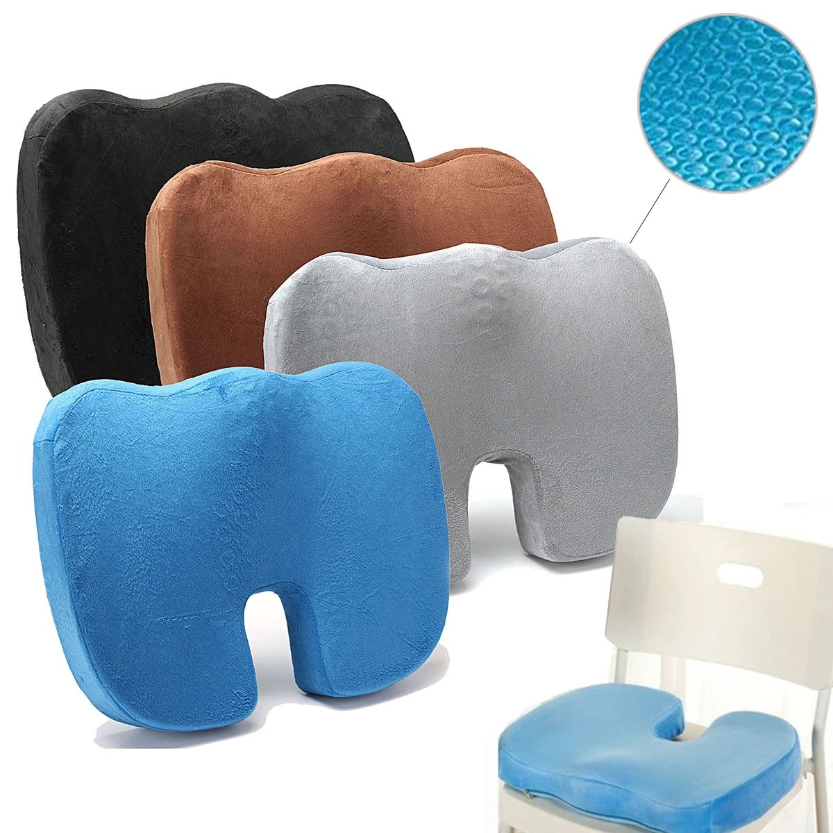 

Coccyx Orthopedic Memory Foam Cooling Gel Enhanced Coccyx Orthopedic Car Seat Cushion Office Chair Travel Back Pain