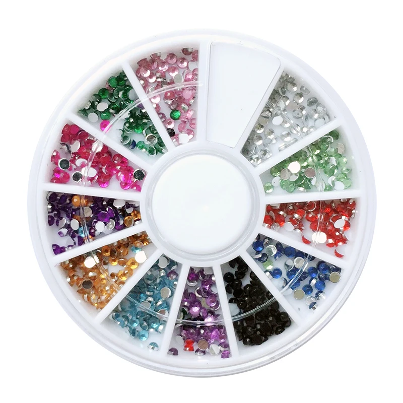 

1 Box Colorful Shinning Nail Rhinestones Flat Bottom Studs 3D Sequins Nail Decor Manicure Nail Art Decoration In Wheel