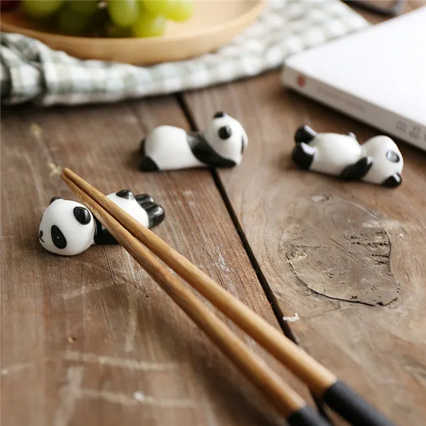 Cute Panda Chopsticks Stand Rest Ceramic Figure Toys 3pcs - 8