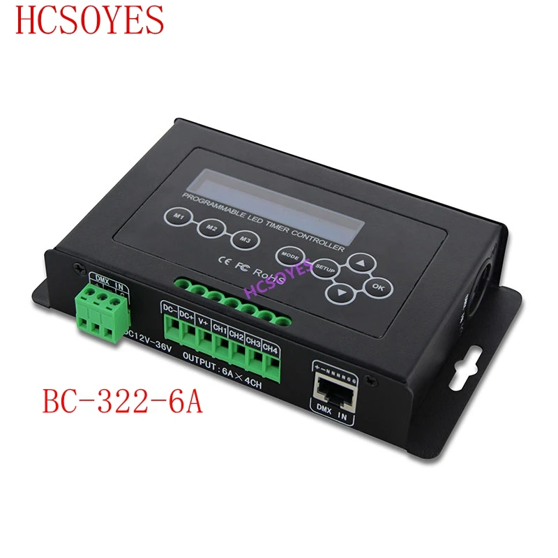 

BC-322-6A Timer LED Dimmer Aquarium Controller for Led Strip Light;DMX 512 input Programmable LCD display Built-in clock syste