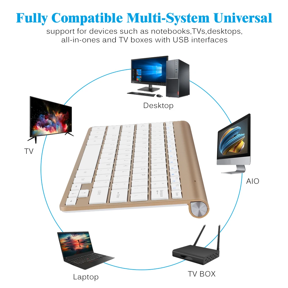 Portable Wireless Keyboard Klavye for Mac Notebook TV box 2.4G Mini Keyboard Mouse Set Office Suppl