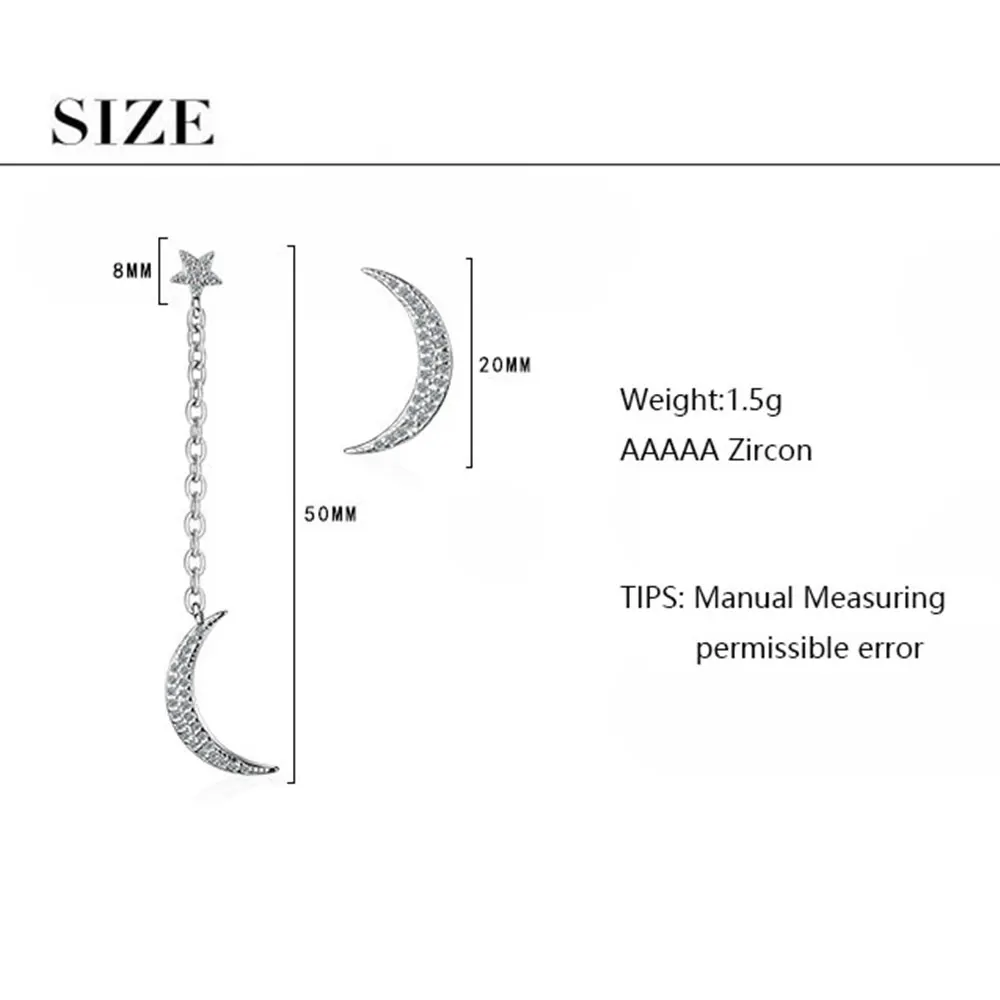 Anenjery, 925 пробы, серебряные, циркониевые, звезда, луна, асимметричные серьги с кисточками для женщин, S-E734