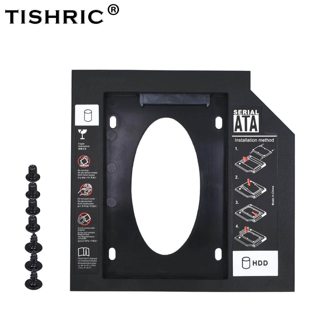 TISHRIC универсальный пластиковый 2nd HDD Caddy 9,5 мм SATA 3,0 Optibay для 2,5 ''SSD жесткий диск Корпус для ноутбука DVD-ROM ODD