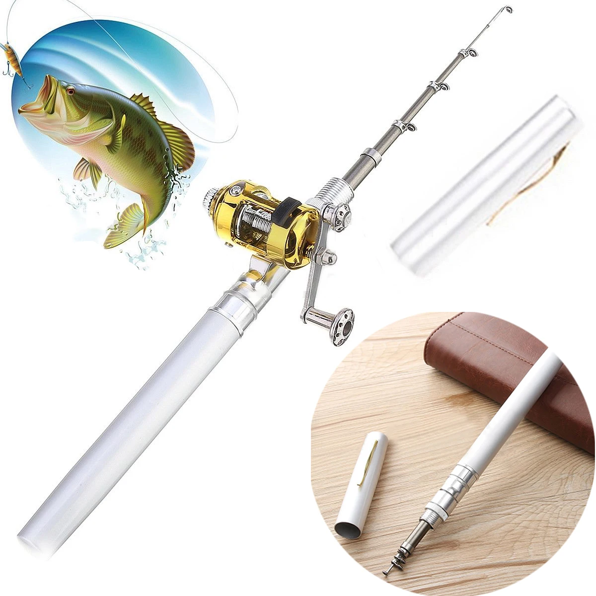 1Pcs Portable Mini Pocket Telescopic Pen Fishing Tackle Rod With Pole Reel Aluminum Fishing Tackle Accessories