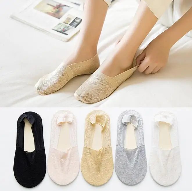 

10 Pair Fashion Floral Lace Socks Women Summer Style Lace Flower Short Sock Antiskid Invisible Ankle Socks