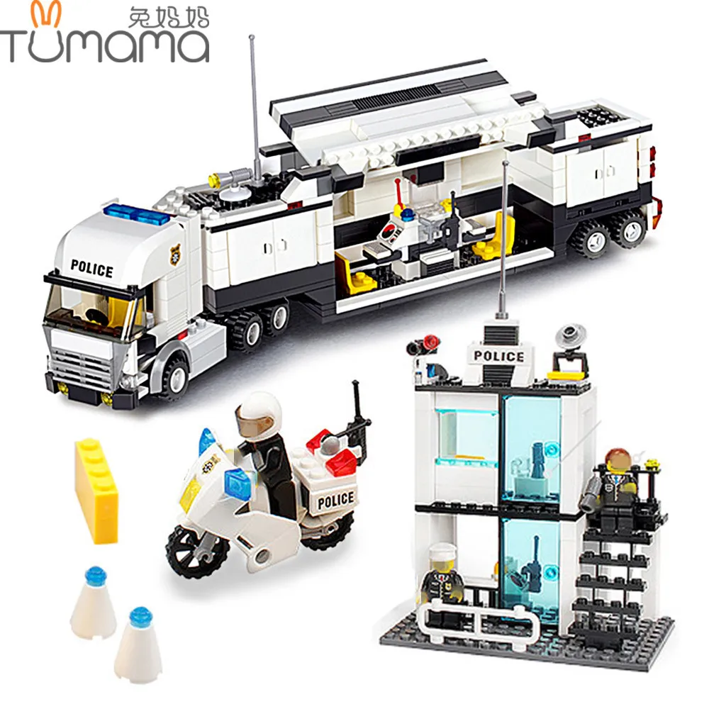 

Tumama Police Station Blocks 511pcs Car Truck Building Bricks Educational Action & Toy Figures City Toy For Children Playmobil