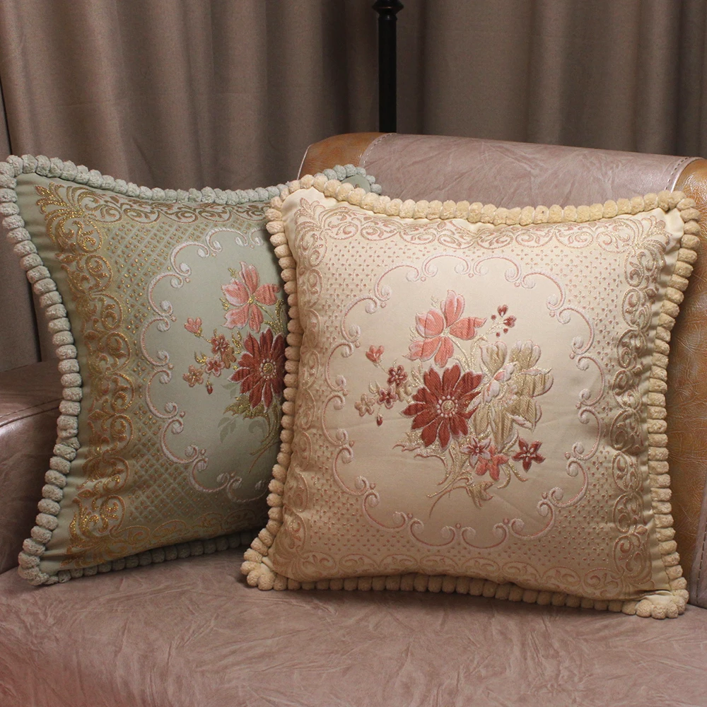 CURCYA Vintage Classic Cushion Cover 45x45cm Jacquard Embroidered