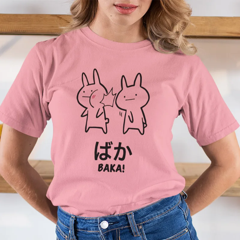 Baka Rabbit Slap футболка японские забавные аниме топы женские короткий рукав хлопок o-образный вырез Футболка европейский размер новинка японская футболка