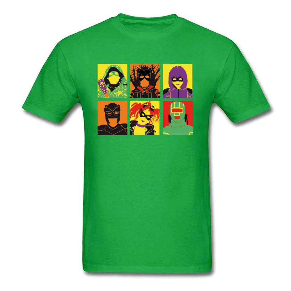 Faddish Kick Ass Pop Art Cool Short Sleeve Tshirts Mother Day O-Neck Pure Cotton T Shirt for Men Tee-Shirts Crazy Kick Ass Pop Art green