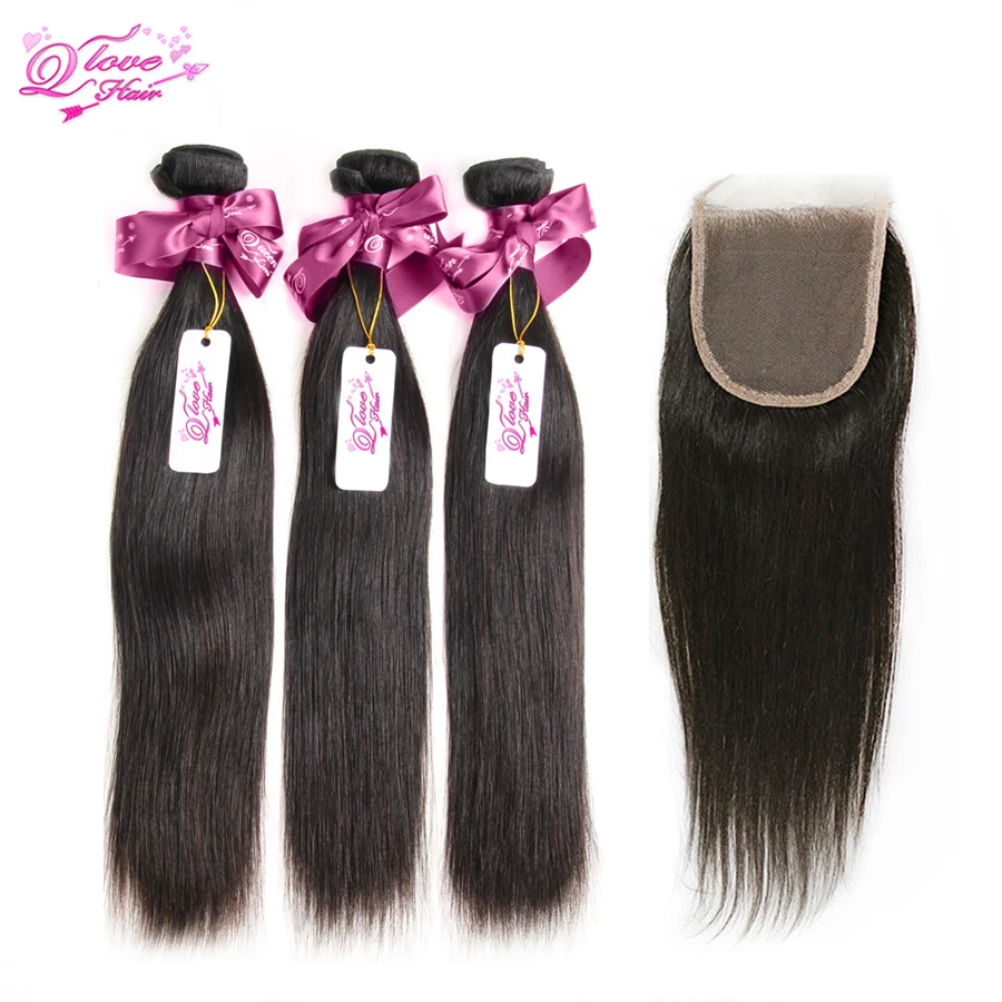 Peruvian Straight Hair With Closure 3/4 PCS Unice Ali Moda Hair With Closure Human Hair With Closure Peruvian Hair With Closure