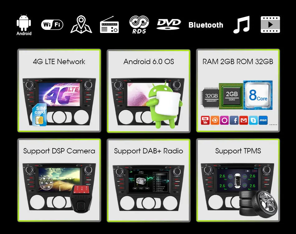 Top For BMW 3 Series E90 E91 E92 E93 Car Intelligent Multimedia Player Vehicle GPS Navigator Auto Radio DVD Stereo Audio DAB+ PAD PC 6