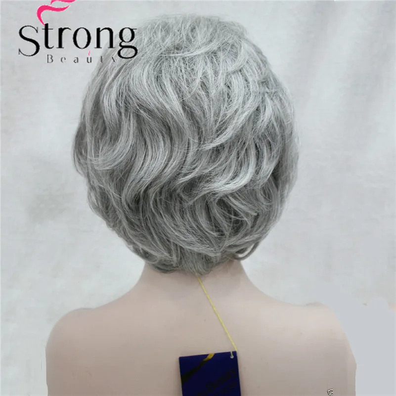 L-427B #51 new fashion light gray women`s wigs for everyday synthetic short wavy full wig (4)