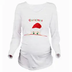 Godier для беременных хлопковые футболки с принтом с длинным рукавом Свободные Прекрасный Топы Для женщин Беременность Футболка для