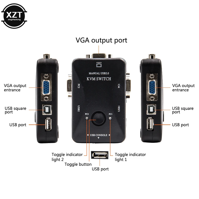 2 порта USB 0 KVM переключатель Vga SVGA разделитель коробка для клавиатуры мыши