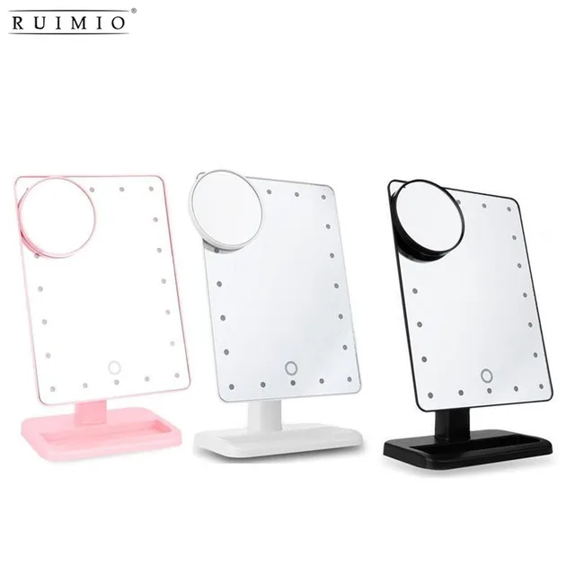 ruimio rectangular 20 led lighted vanity mirror touch screen battery