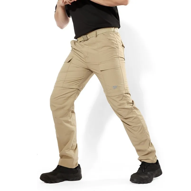 

Man Detachable Cargo Work Pants Tactical Army Quick Dry Pants Removable Leg Two Parts Casual Pants Camo Training Trousers