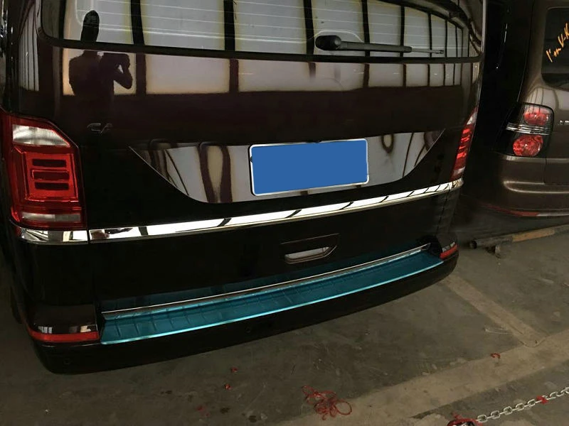 

For Volkswagen Transporter (T6) Multivan/Caravelle 2017 2018 ABS Chrome Rear Trunk Protector Rear Tail Gate Sticker Frame 3*