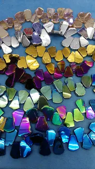 

15-50mm full strand Raw Titanium Natural Rock Quartz ,slab plated ,freeform silver champagne rainbow purple mixed pendant bead