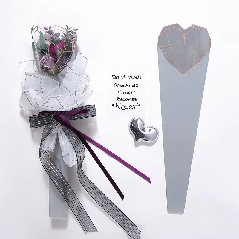 20 шт./лот целлофановая оберточная бумага с цветком розы один пластиковый Opp пакет цветочная упаковка букета материал свадебные принадлежности