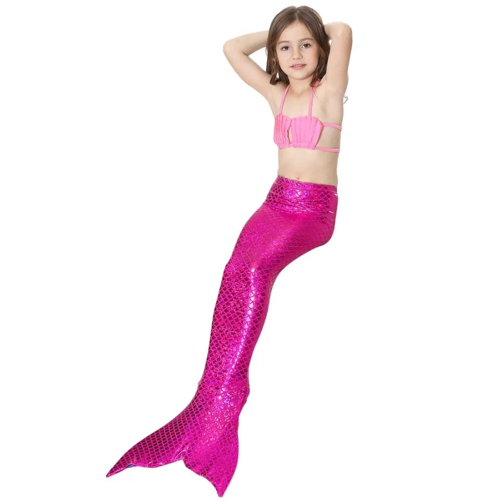 Girls Walkable And Swimmable Mermaid Tail Swimsuit Cosplay Costume Kids Children Bikini And Sparkle Mermaid Swimtail