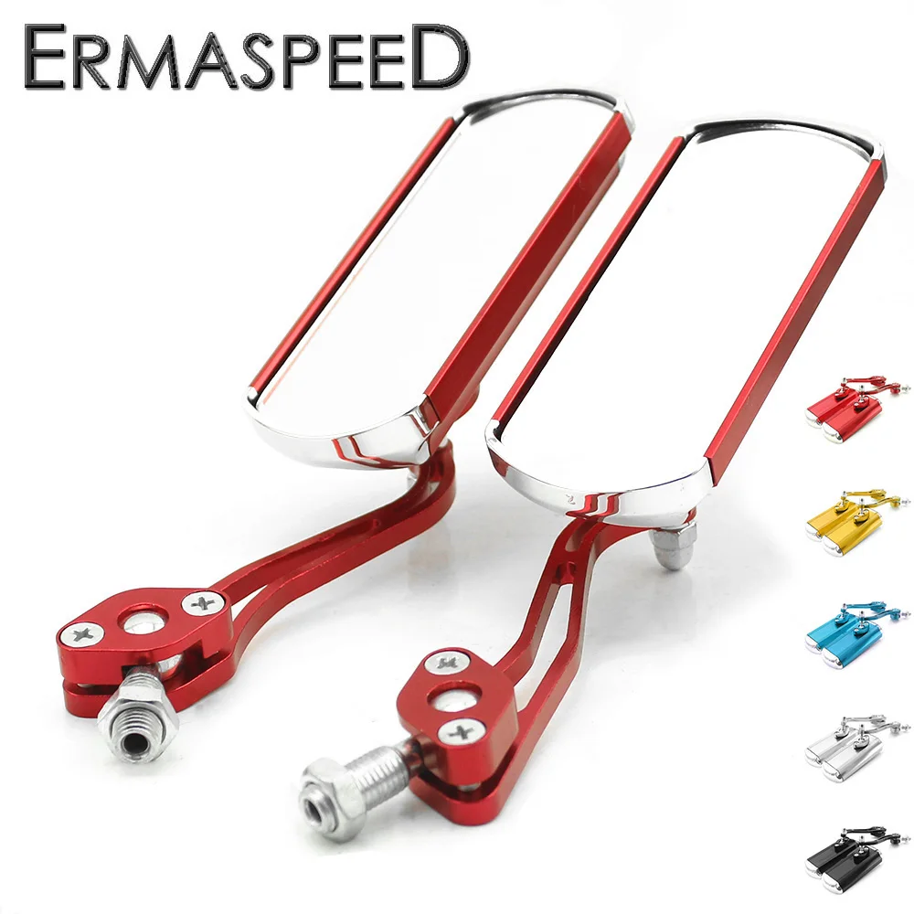 Pair Aluminum Motorcycle Rearview Mirrors Handlebar Side Mirrors Red