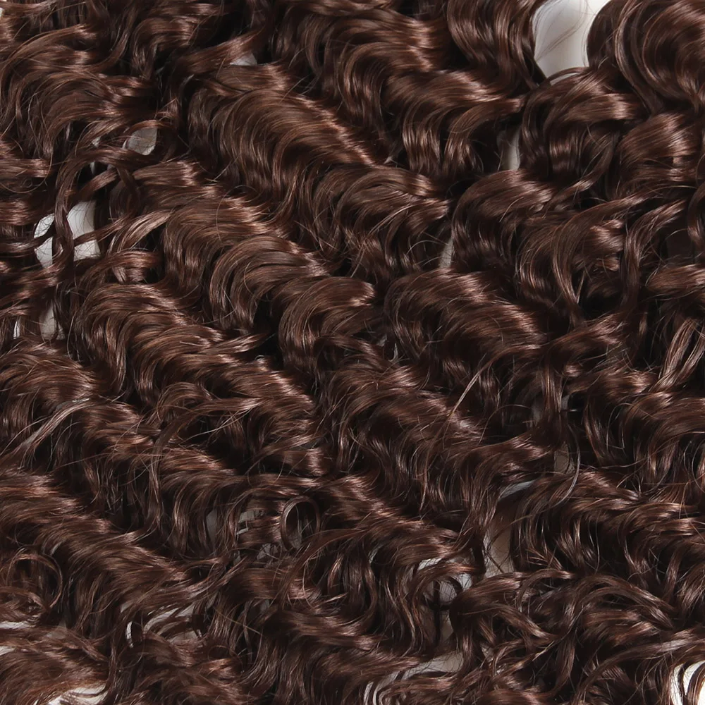 Свободная глубокая завивка искусственных волос пучки 16-18 дюймов для полной головы X-TRESS натуральный черный цвет пряди волос на сетке 4 пучка/партия